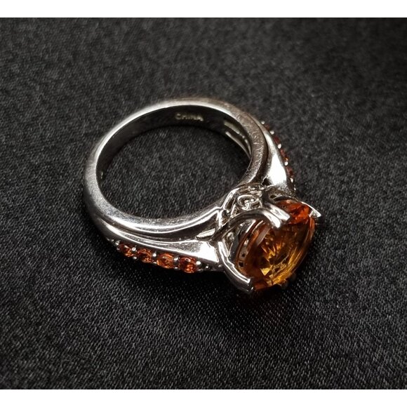 Citrine Tested Sterling Silver Band & Side Stones Made In China - Picture 5 of 5